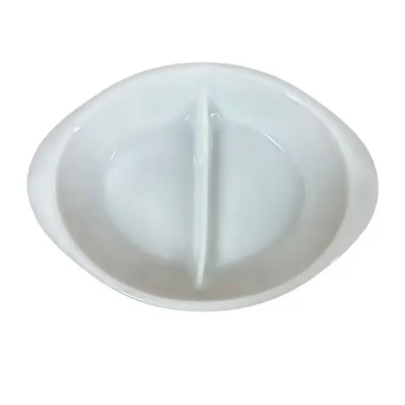 Vtg 60s Oval Glasbake White Green Crazy Daisy Divided Oval Casserole Dish 12” - Picture 3 of 9